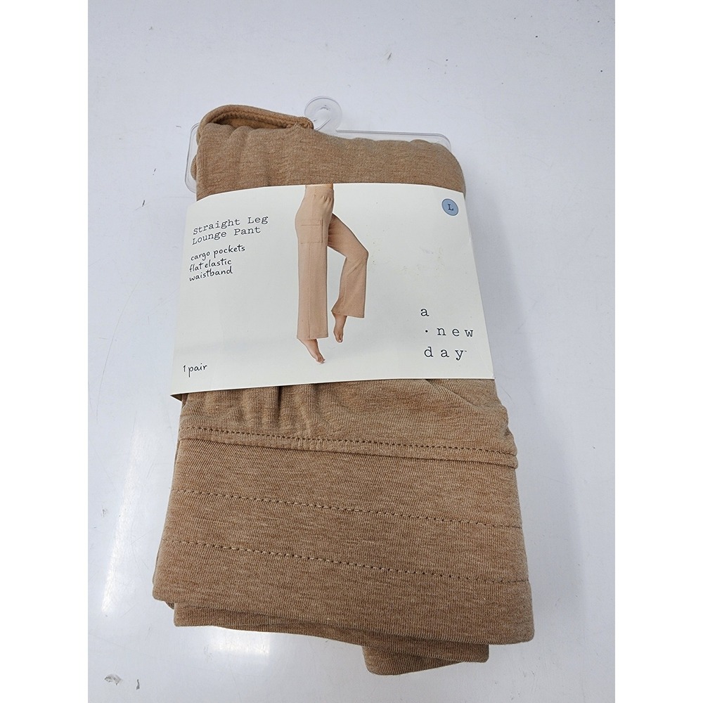 A New Day Womens Straight Leg Lounge Pants Brown Rayon Blend Casual Size Large